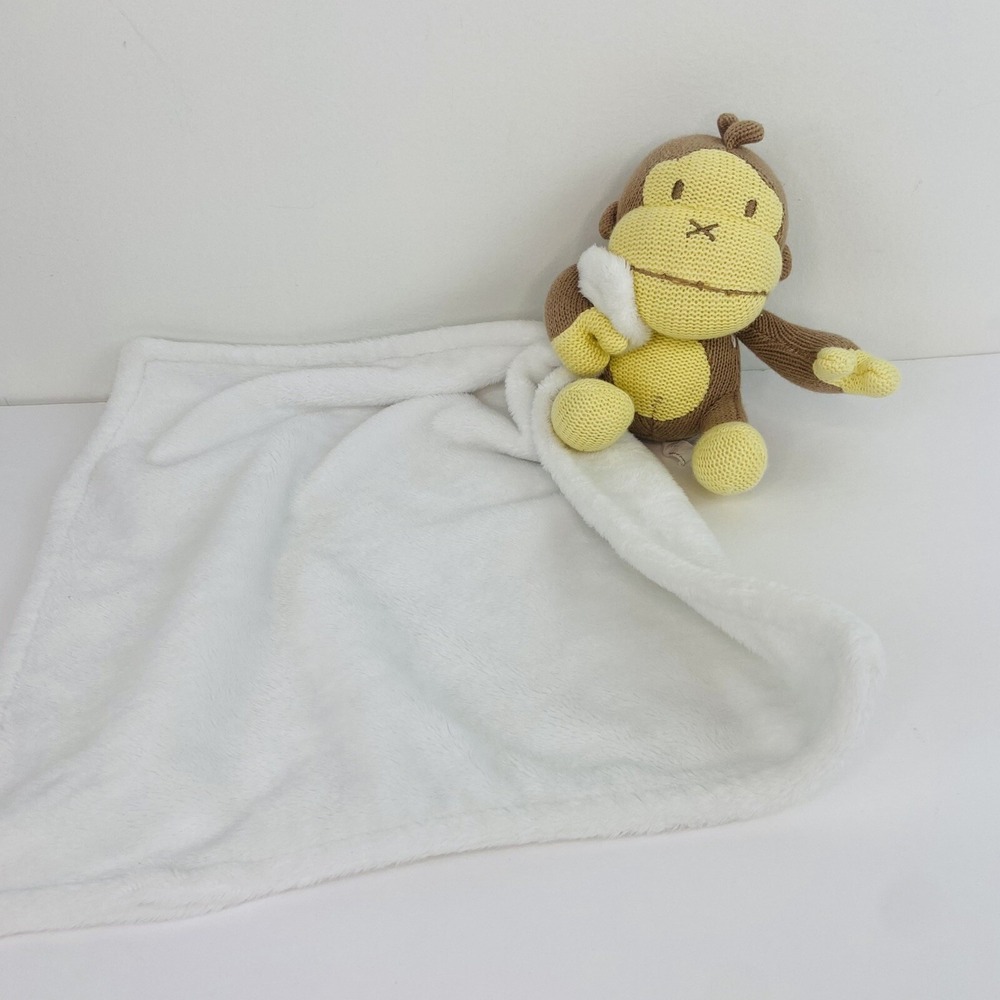 Baby Bum Yellow Brown Monkey Lovey Infant Security Blanket Knit Kids Toy Plush